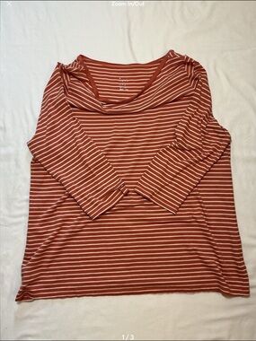 A New Day Striped Rust and White Women's Top   Size XXL